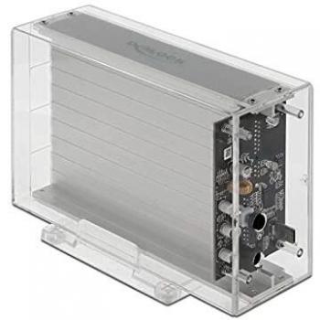 Caja Externa Doble para 2 Discos Duros SATA de 3.5 con Conexión USB Type-C, Transparente y Sin Herramientas