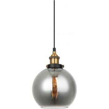 Lámpara colgante industrial y retro Cardena Black, dorado - Pantalla ahumada, 1 luz, regulable E27