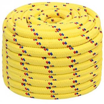 Cuerda de barco polipropileno 20 mm 100 m color amarillo, blanco y azul, resistente a los rayos UV y a la abrasión