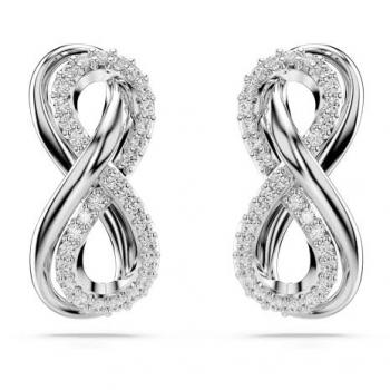Pendientes Hyperbola de Swarovski, bañados en rodio, con circonitas transparentes y diseño de símbolo del infinito