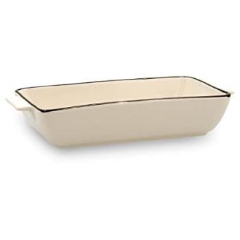 Cazuela Rectangular de Gres 23x11x4,5cm Apta para Horno, Microondas y Lavavajillas - Blanco Brillo Natural