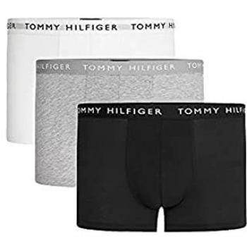 Tommy Hilfiger Men's 3-Pack Essential Stretch Boxer Trunks with Logo - Black/White/Grey