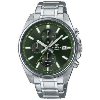 Casio Edifice EFV-610D-3CVUEF Men's Analog Watch with Silver-Grey Strap and Bottle Green Dial