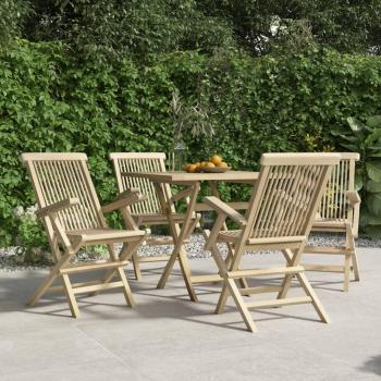 Sillas de jardín plegables 4 piezas gris 56x61x89 cm madera maciza teca