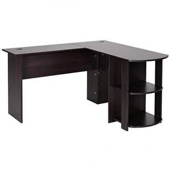 HOMCOM Mesa de Ordenador PC Escritorio para Oficina Hogar Tipo Esquinera Forma L con Estantes 136.2x130.4x72cm Madera