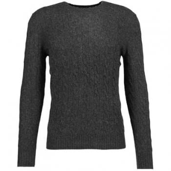 Polo Ralph Lauren Logo-Stitched Knit Sweater, Size XXL - Men's Dark Grey Melange