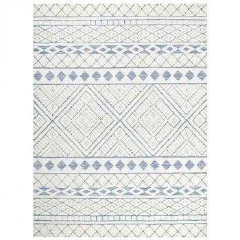 Alfombra Moderna 300 x 400 cm Poliéster Algodón Decorativa Blanco y Azul Margand