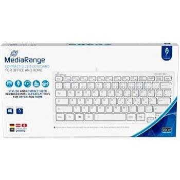 Teclado Compacto USB QWERTZ Ultraflaco con Cable MROS113 Blanco