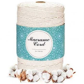 Hilo Macrame 3mm x 300m PUMPTUN hilo de algodón natural para macramé de pared, perchas de plantas, tapices de pared macramé hilo de macramé para manualidades, plantas, colgador bohemio