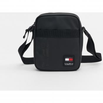 Tommy Hilfiger Black Polyethylene Shoulder Bag, Messenger Bag for Men, One Size, Adjustable Strap