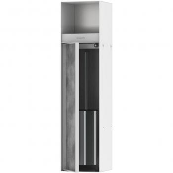 Hansgrohe XtraStoris Rock - Recessed Toilet Brush Holder with Paper Holder and Tileable Door in Matte White