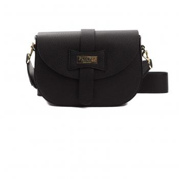 Pompei Donatella Black Leather Crossbody Bag - Type: Crossbody Bag; Material: Black Leather; Features: Adjustable strap, zippered main compartment, interior pockets, stylish design