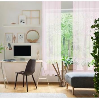 Cortina Visillo Semitranslúcida Tacto Extrasuave con Ollaos Metálicos - Pack de 2 - Diseño Moderno y Elegante - Tamaño 140x260 cm - Color Rosa - 100%