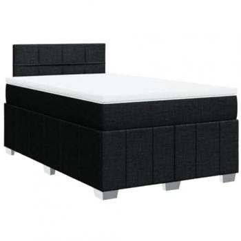 Cama box spring con colchón de muelles en tela negra 120x190 cm