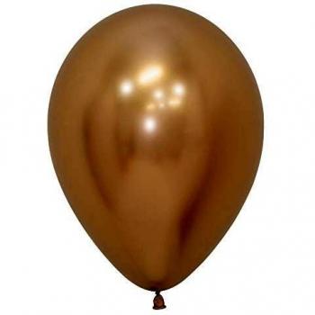 Conjunto de 12 Globos Dorados Reflex de Látex, 30 cm