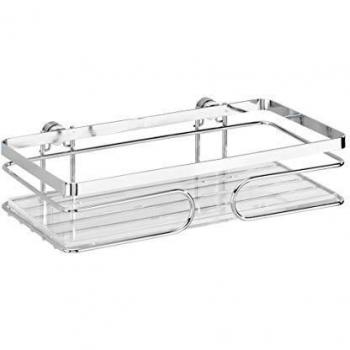 WENKO 20409100 Estanteria mural Premium para la ducha - fijar sin taladrar, Acero inox, 24 x 6.5 x 13.5 cm, Brillante