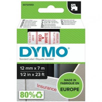 Cinta Dymo 1000 rojo-blanco 12mm x 7mt d1 S0720550