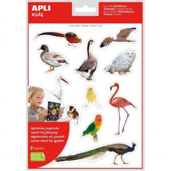 Apli Gomets Temáticos Realistas de Aves - 24 gomets en 2 hojas