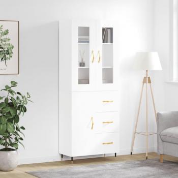 Armario aparador alto blanco pulido de madera multicapa y contrachapada, dimensiones 69,5x34x180 cm