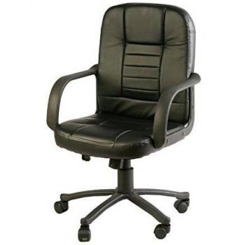 Poltrona Direccional Ergonómica Detroit HC4418M - Con Ruotes y Reposabrazos - Falsa Piel Negra