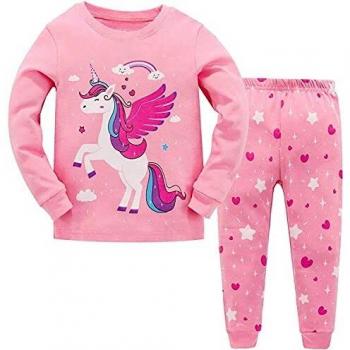 Garsumiss Pijamas para Niña Dos Piezas de Unicornio Manga Larga Invierno Pijama 2-12 Años, Estilo 3, 7 Años