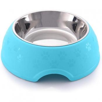 Comedero Bebedero para Mascotas Anti Vómitos Azul 29.5x10cm