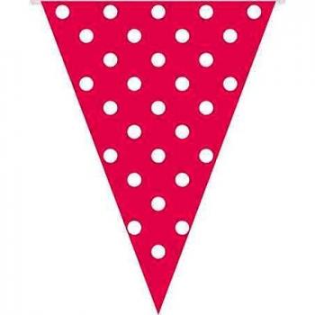 Guirnalda Banderines Rosa con Topos Blancos 3,6 mts