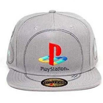 Playstation Embroidered Logo Snapback Baseball Cap Gorra de béisbol, Gris