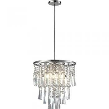 Lámpara de Suspensión Luxoria, Metal y Cristal en Cromo, 38x38x140 cm