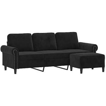vidaXL 3-Seater Velvet Sofa with Footstool Black 180 cm