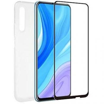 muvit for change Pack Huawei P Smart Pro Funda Cristal Soft + Protector de Pantalla Vidrio Templado Plano Marco Negro