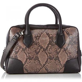 Hispanitas BOLSOS - Bolso de mano de cuero mujer, color negro, talla 38x26x16 cm