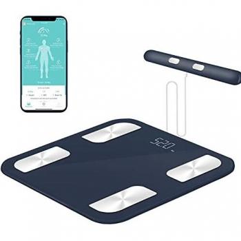 Báscula Grasa Corporal Báscula de Baño Báscula Inteligente Monitor de Composición Corporal, 18 Mediciones Esenciales, Pantalla LED, Diseño de Esquina Redonda, para Andriod y iOS, 180kg