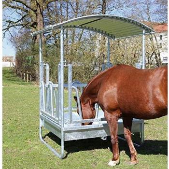 Estructura Galvanizada Rectangular de 8 Plazas para Alimentación de Ganado y Caballos 1,5 x 1,5 x 2,4 m