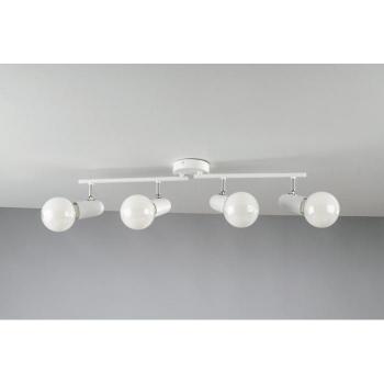Barra de spots metálica blanca con 4 focos orientables, dimensiones 68x14x10 cm