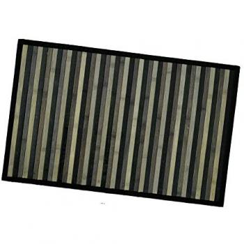 Alfombra de Bambú Antideslizante Negro 50x225 cm para Cocina, Baño y Comedor con Diseño Degradé