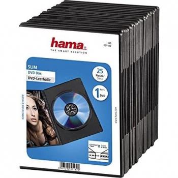 Hama DVD Slim Box 25, Cajas de discos ópticos, Negro, paquete de 25
