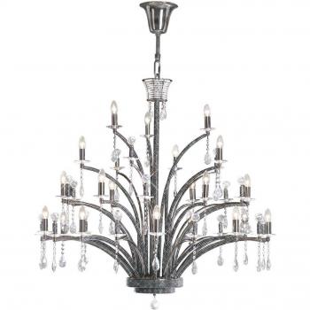 Lámpara colgante Orleto 21 Bombilla cromo / cristal negro (Requiere ensamblaje)