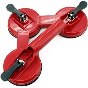 Ventosa Triple KRT564003 - Capacidad de carga 135 kg, diámetro de 115 mm, diseño ergonómico, fabricada en goma natural para un mejor agarre y durabilidad, ideal para levantar superficies planas como vidrio o