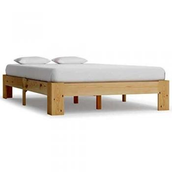 vidaXL Madera Maciza Pino Estructura de Cama Somier Mobiliario Hogar Casa Clásica Práctica Cómoda Moderna Robusta y Duradera Sin Colchón 120x200cm