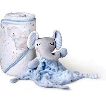 Set Capa de baño y Dou Dou Elefante blanco y azul