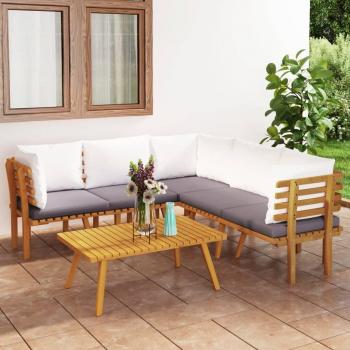 6-Piece Garden Lounge Set with Cushions in Solid Acacia Wood