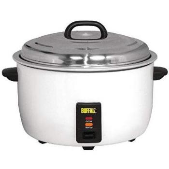 Cocedor de Arroz Profesional Buffalo 10L - Capacidad 23L de arroz cocido, Potencia 2.95kW, Dimensiones 560x485x395mm