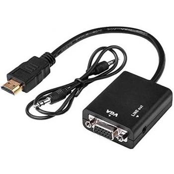 Cable Adaptador de HDTV a VGA Conversor Digital a Analógico con Salida de Audio Jack 3.5mm Color Negro
