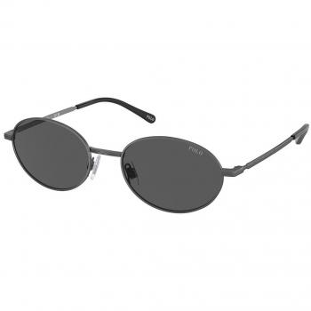 Polo Ralph Lauren PH3145 Gunmetal Oval Metal Sunglasses for Men, 53mm Lenses