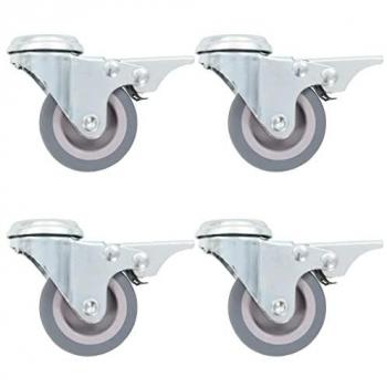 Ruedas Giratorias con Agujero Pasador y Frenos Dobles 50mm - 12 unidades, Resistencia a Golpes Suaves, Ideal para Muebles, Bancos de Trabajo y Carritos