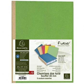 Exacompta 771000E - Lote de 10 Subcarpetas con Fuelle de Tela Forever® 320, Colores Surtidos
