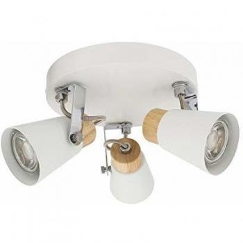 Lámpara de Techo Circular Orientable Metal y Madera 3 Focos Mara