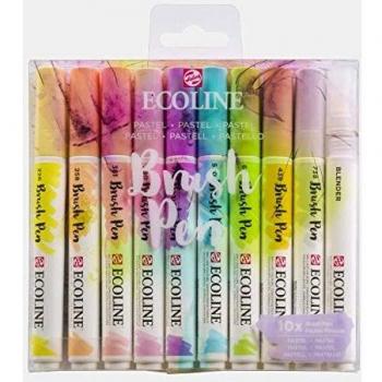 Ecoline - Juego de 9 rotuladores y 1 difuminador, colores pastel