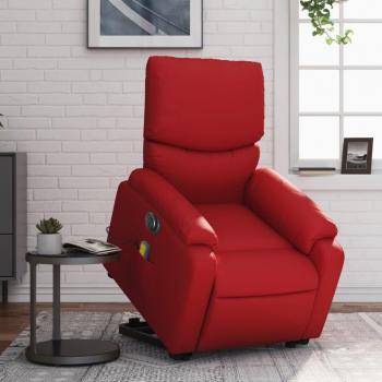 Sillón de masaje elevable eléctrico de cuero sintético en colores negro, crema y marrón - Sillón cómodo para dormitorio, silla relax y sofá